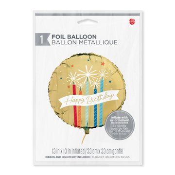 American Greetings Happy Birthday Candles Foil Uninflated Balloon with Inflation Straw