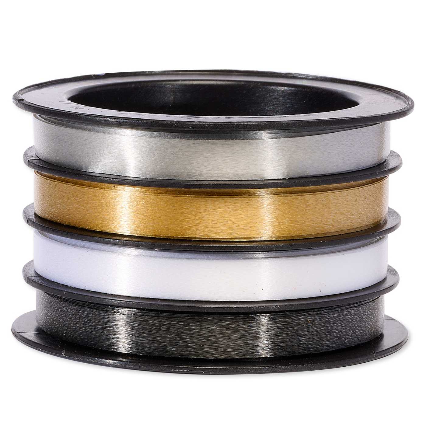 American Greetings Curling Poly Ribbon - Black, White, Silver, Gold ...