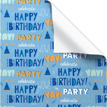 American Greetings Blue Birthday Wrapping Paper, 40 sq. ft.