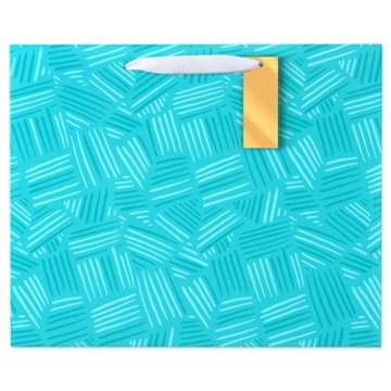 American Greetings Teal Horizontal Gift Bag with Gold Hang Tag