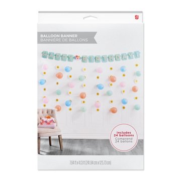 American Greetings Floral Mint Birthday Balloon Banner Kit with Daisy Drop Decorations & Balloons, 95.28" x 4.33"