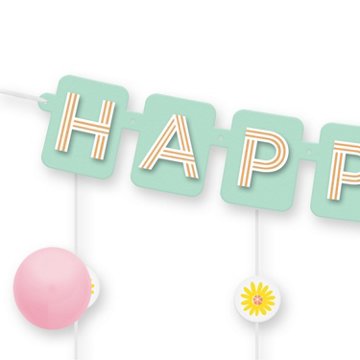 American Greetings Floral Mint Birthday Balloon Banner Kit with Daisy Drop Decorations & Balloons, 95.28" x 4.33"