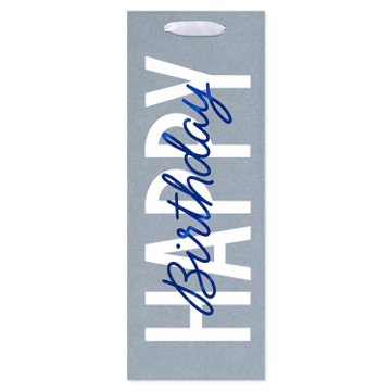 American Greetings Happy Birthday Grey Beverage Gift Bag