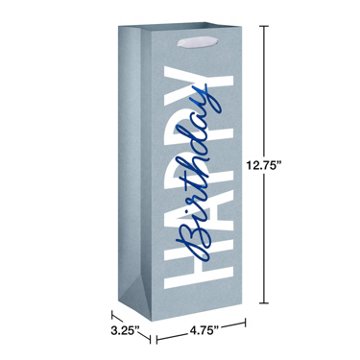 American Greetings Happy Birthday Grey Beverage Gift Bag
