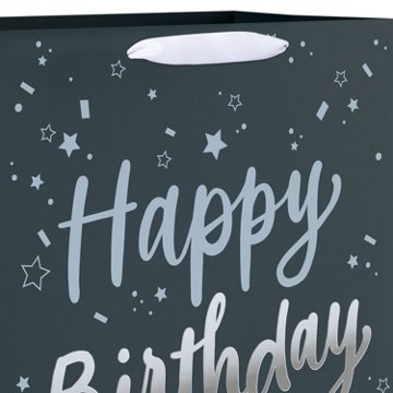 American Greetings Silver Script Jumbo Black Birthday Gift Bag
