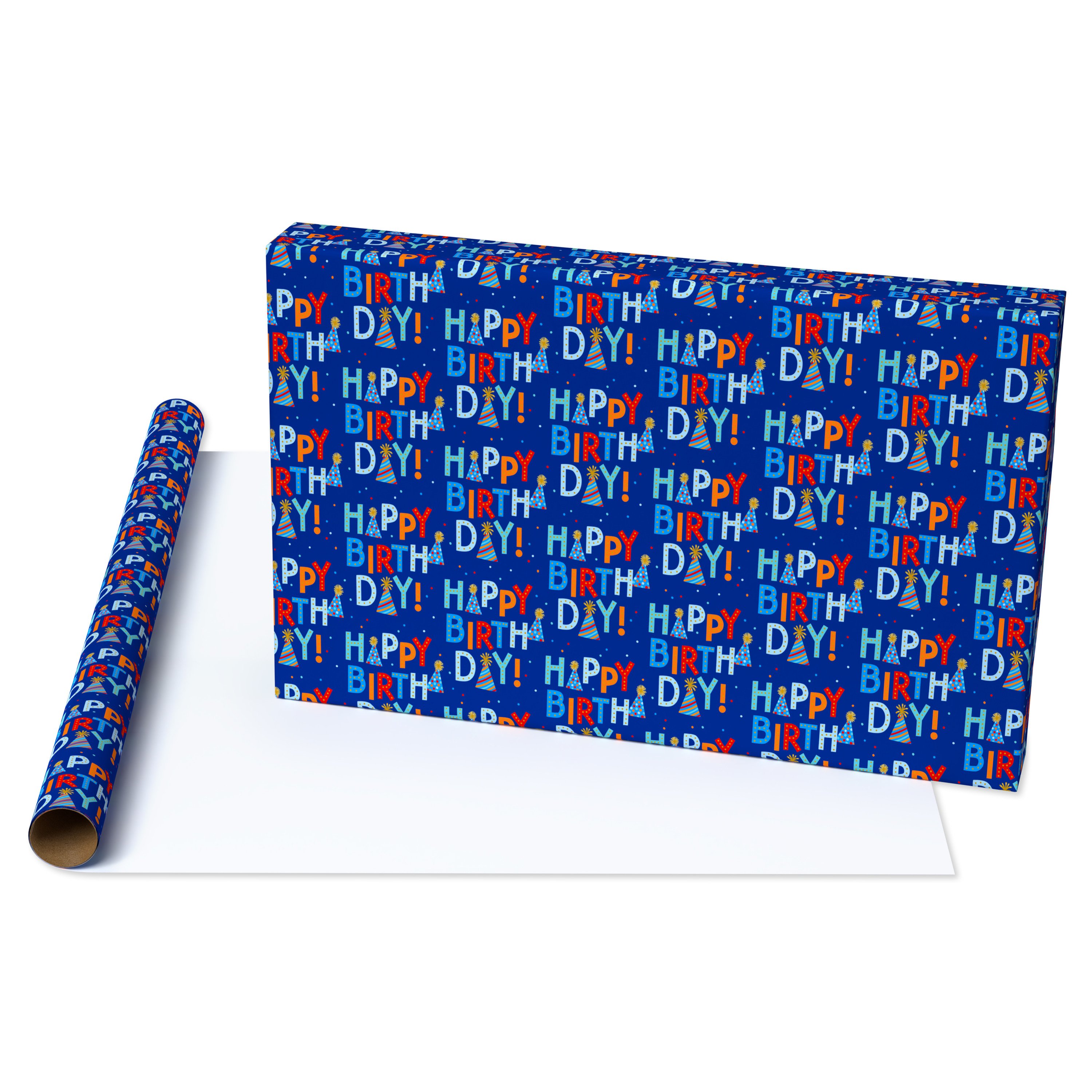 Re-wrapped - Blue Typha Wrapping Paper - 6 Sheets & Tags - Birthday - 100% Recycled & Recyclable Luxury ECO Gift Wrap - For Adult Him Her Men Women Female Male