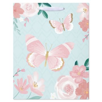 American Greetings Butterflies On Teal Everyday Large Gift Bag