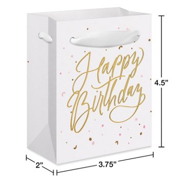 American Greetings Script Happy Birthday Confetti Mini Birthday Gift Bag