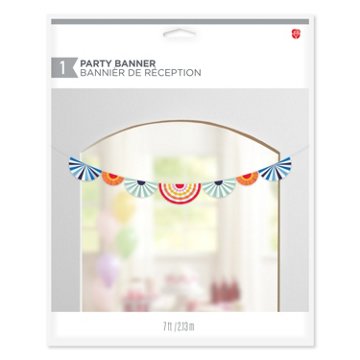 American Greetings Multi-Colored Paper Fan Party Banner Decoration, 7'