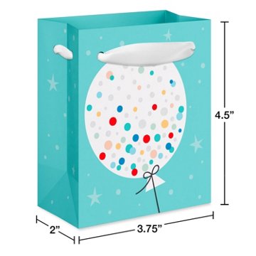 American Greetings Balloon Confetti Teal Mini Birthday Gift Bag