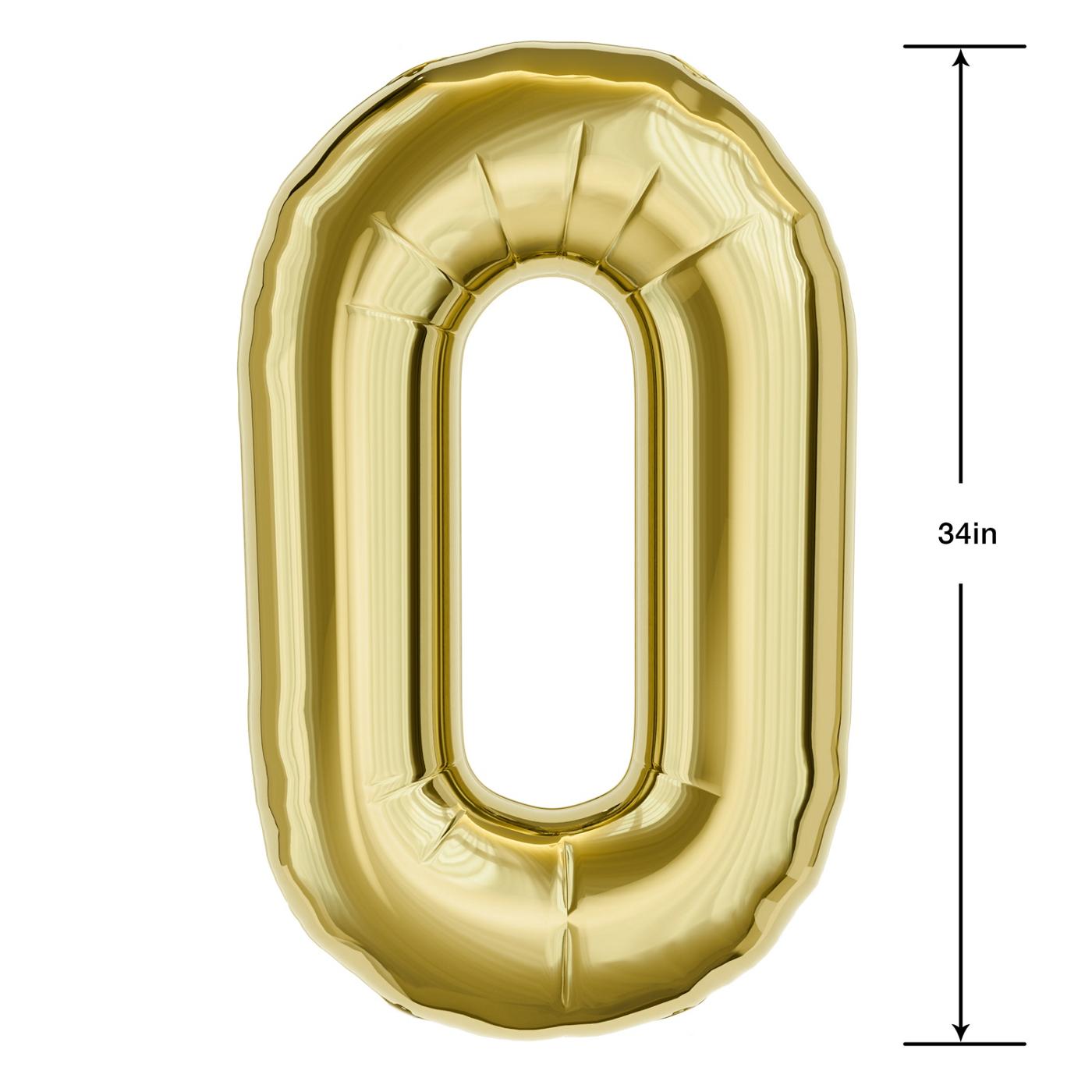 American Greetings Number 0 Large Gold Foil Uninflated Balloon; image 2 of 3