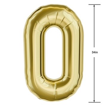 American Greetings Number 0 Large Gold Foil Uninflated Balloon