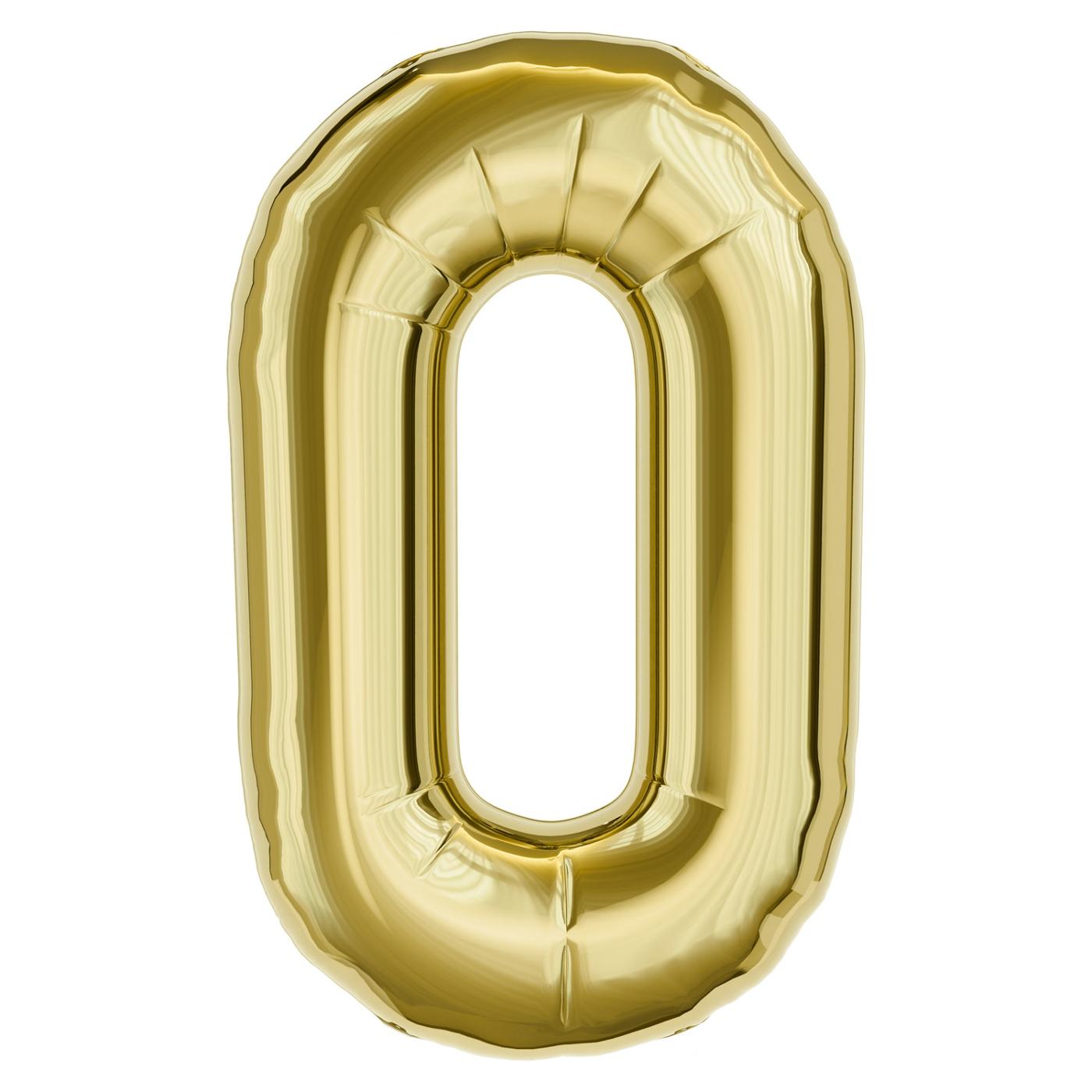 American Greetings Number 0 Large Gold Foil Uninflated Balloon; image 3 of 3
