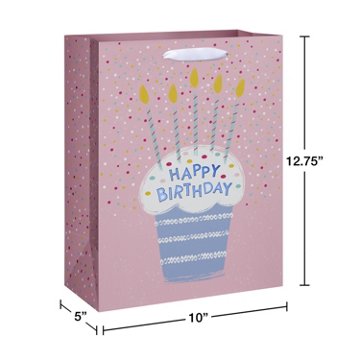 American Greetings Cupcake Large Pink Birthday Gift Bag
