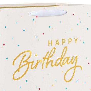 American Greetings Happy Birthday Ivory Kraft Jumbo Square Gift Bag