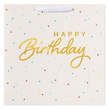 American Greetings Happy Birthday Ivory Kraft Jumbo Square Gift Bag