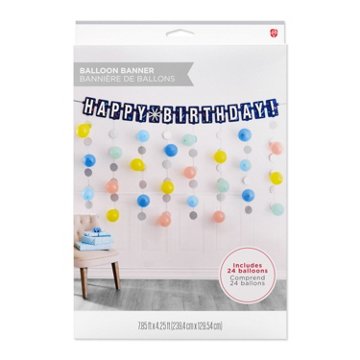 American Greetings Colorful Birthday Balloon Banner Kit with Confetti Drop Decorations 