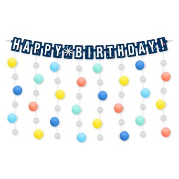 American Greetings Colorful Birthday Balloon Banner Kit with Confetti Drop Decorations 