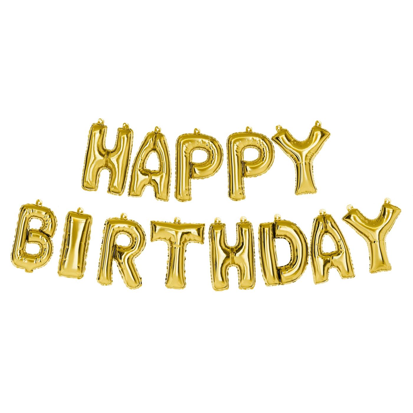 American Greetings Gold 'Happy Birthday' Uninflated Balloon Banner; image 2 of 3