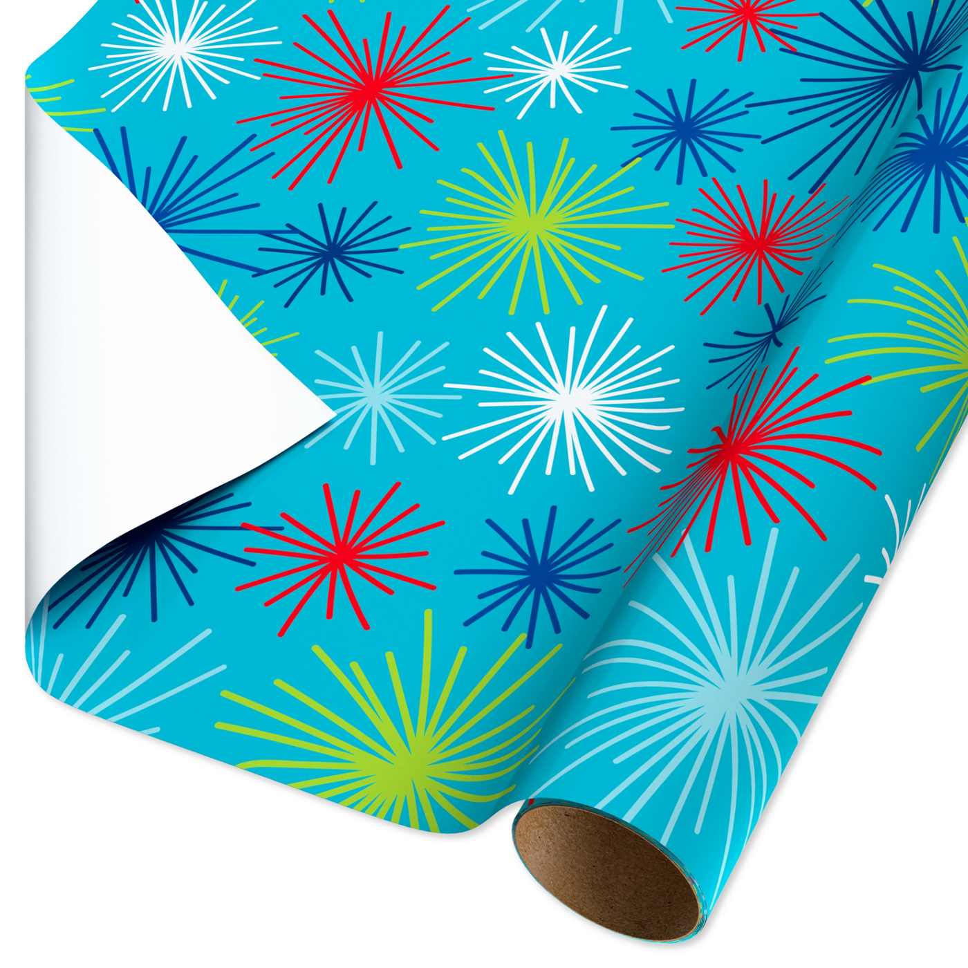 American Greetings Fireworks Aqua Wrapping Paper, 20 sq. ft. - Shop ...