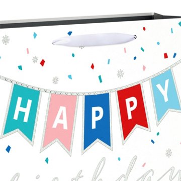 American Greetings Happy Birthday Banner Confetti Large Horizontal Gift Bag