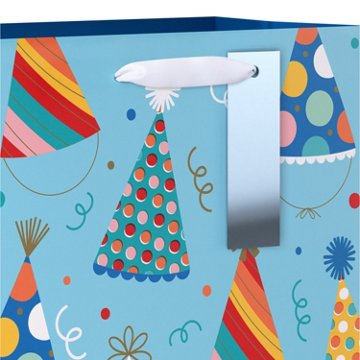 American Greetings Party Hats Medium Light Blue Birthday Gift Bag