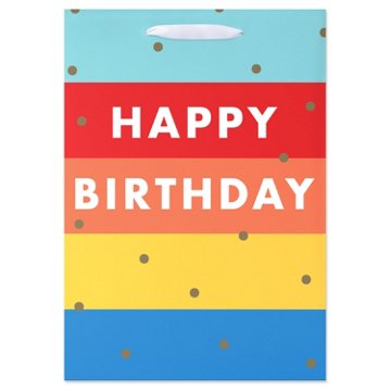 American Greetings Multi-Color Stripes Happy Birthday Medium Gift Bag