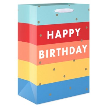 American Greetings Multi-Color Stripes Happy Birthday Medium Gift Bag