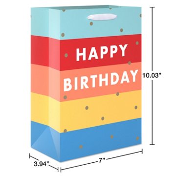 American Greetings Multi-Color Stripes Happy Birthday Medium Gift Bag