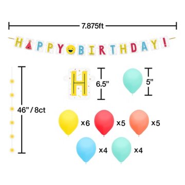 American Greetings Smiley Cheers Birthday Balloon Banner Kit with Confetti Drop Decorations, 94.2" x 4.17"