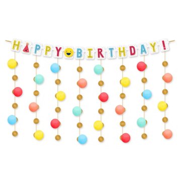 American Greetings Smiley Cheers Birthday Balloon Banner Kit with Confetti Drop Decorations, 94.2" x 4.17"