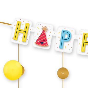 American Greetings Smiley Cheers Birthday Balloon Banner Kit with Confetti Drop Decorations, 94.2" x 4.17"