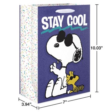 American Greetings Snoopy & Woodstock Stay Cool Blue Medium Gift Bag