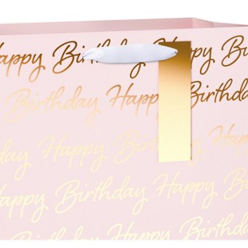 American Greetings Large Pink Birthday Gift Bag for Her with Gold Hang Tag