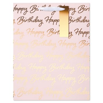 American Greetings Large Pink Birthday Gift Bag for Her with Gold Hang Tag