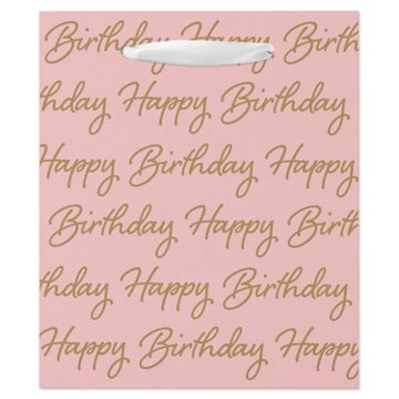 American Greetings Script Happy Birthday Pink Small Birthday Gift Bag