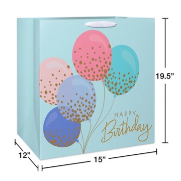 American Greetings Happy Birthday Balloons Teal Colossal Square Gift Bag