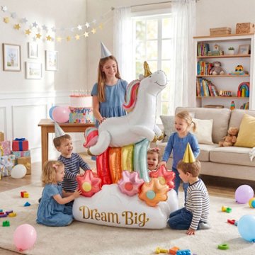 American Greetings Unicorn “Dream Big” Uninflated Giant Mylar Balloon Kit with Inflation Straw