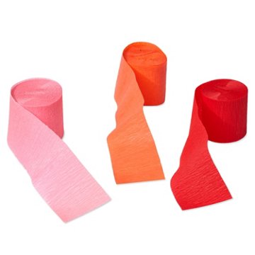 American Greetings Pink, Orange, & Red Crepe Paper Streamers, 30' x 1.87''