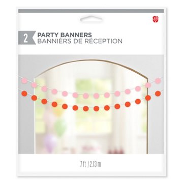 American Greetings Pink & Orange Circles Party Banner Decoration, 2 ct, 7'