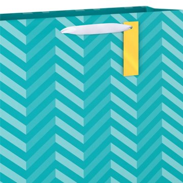 American Greetings Large Teal Chevron Gift Bag with Hang Tag