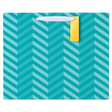 American Greetings Large Teal Chevron Gift Bag with Hang Tag