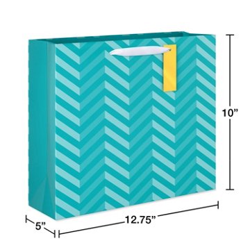 American Greetings Large Teal Chevron Gift Bag with Hang Tag