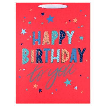American Greetings Birthday Script Jumbo Red Gift Bag