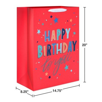 American Greetings Birthday Script Jumbo Red Gift Bag