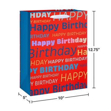 American Greetings Happy Birthday Large Red & Blue Gift Bag