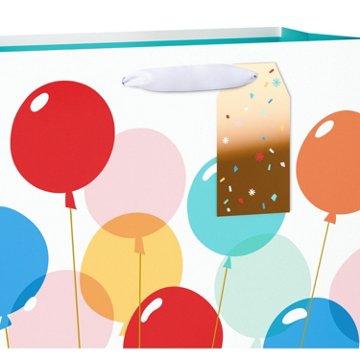 American Greetings Multi-color Balloons Large White Birthday Gift Bag