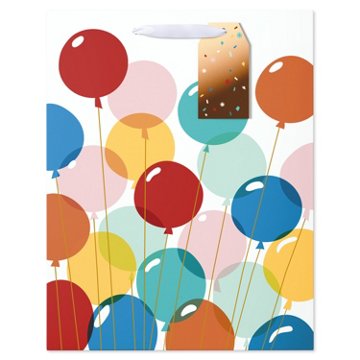 American Greetings Multi-color Balloons Large White Birthday Gift Bag