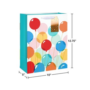 American Greetings Multi-color Balloons Large White Birthday Gift Bag