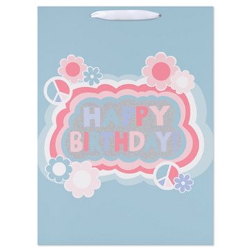 American Greetings Happy Birthday Flowers Jumbo Mint Birthday Gift Bag